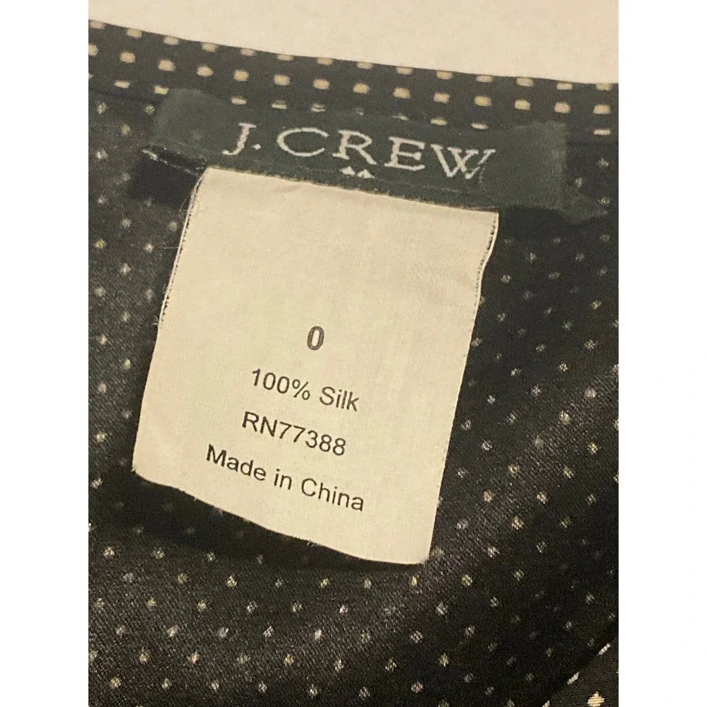 J. Crew Womens Silk Polka Dot Sleeveless Bib Front Blouse Black White Size‎ 0